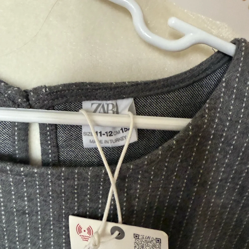 ZARA Kids | Gray | Pinstripe belted DRESS